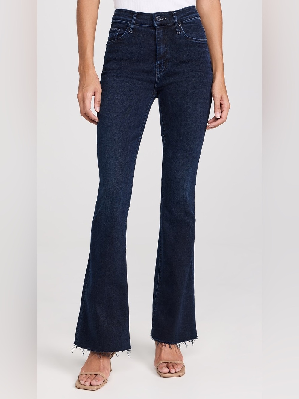 MOTHER The Weekender Fray Chip On My Shoulder Flare Jeans Stretch Denim Size 30